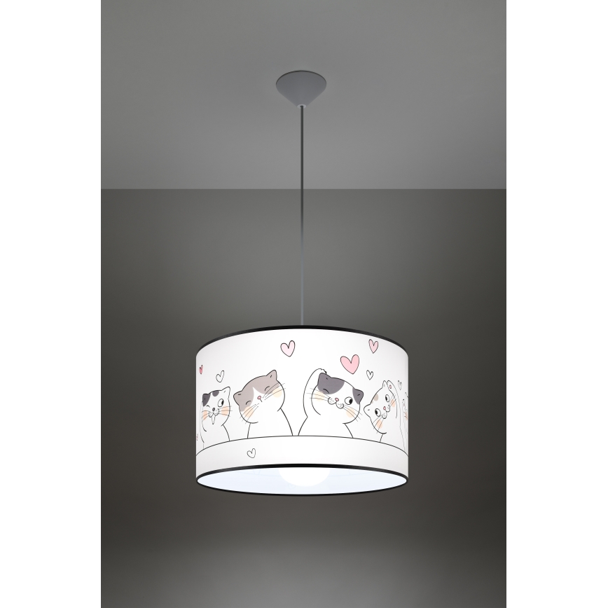 Candeeiro suspenso de criança CAT 1xE27/15W/230V diâmetro 40 cm gato