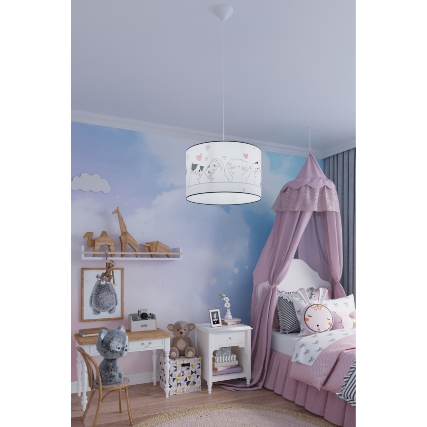 Candeeiro suspenso de criança CAT 1xE27/15W/230V diâmetro 40 cm gato