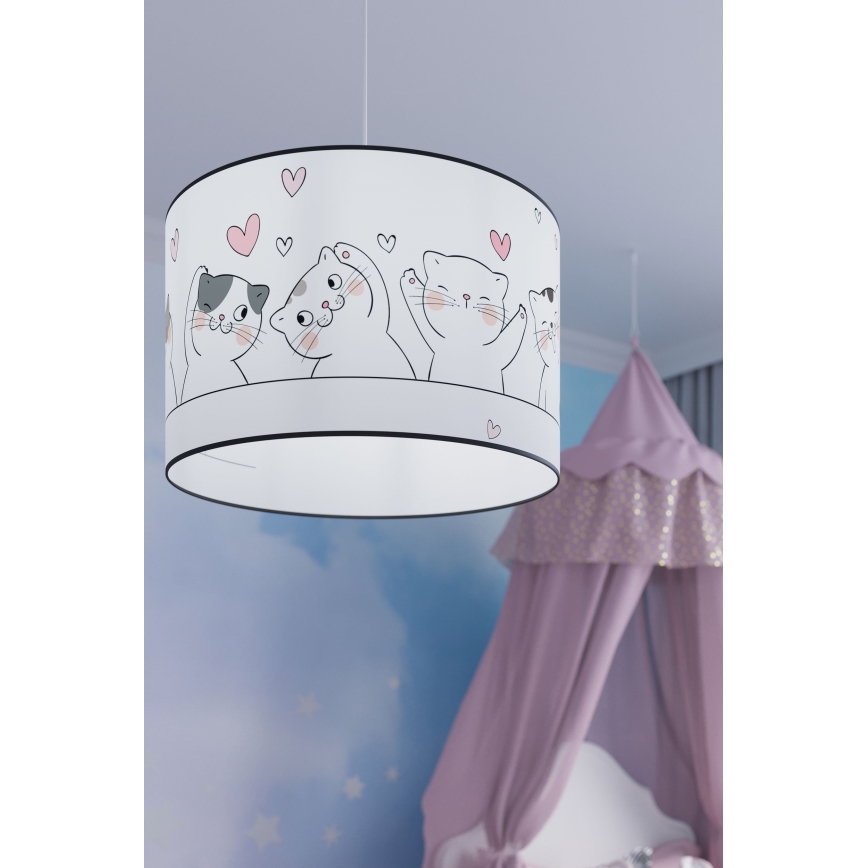 Candeeiro suspenso de criança CAT 1xE27/15W/230V diâmetro 40 cm gato