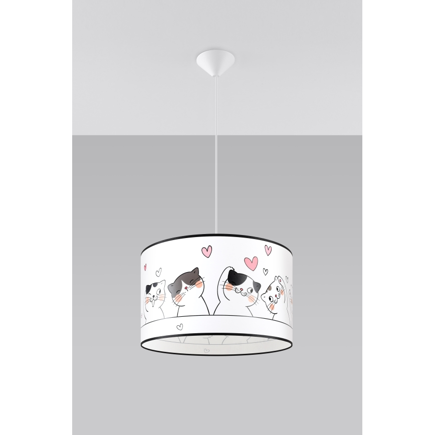 Candeeiro suspenso de criança CAT 1xE27/15W/230V diâmetro 40 cm gato