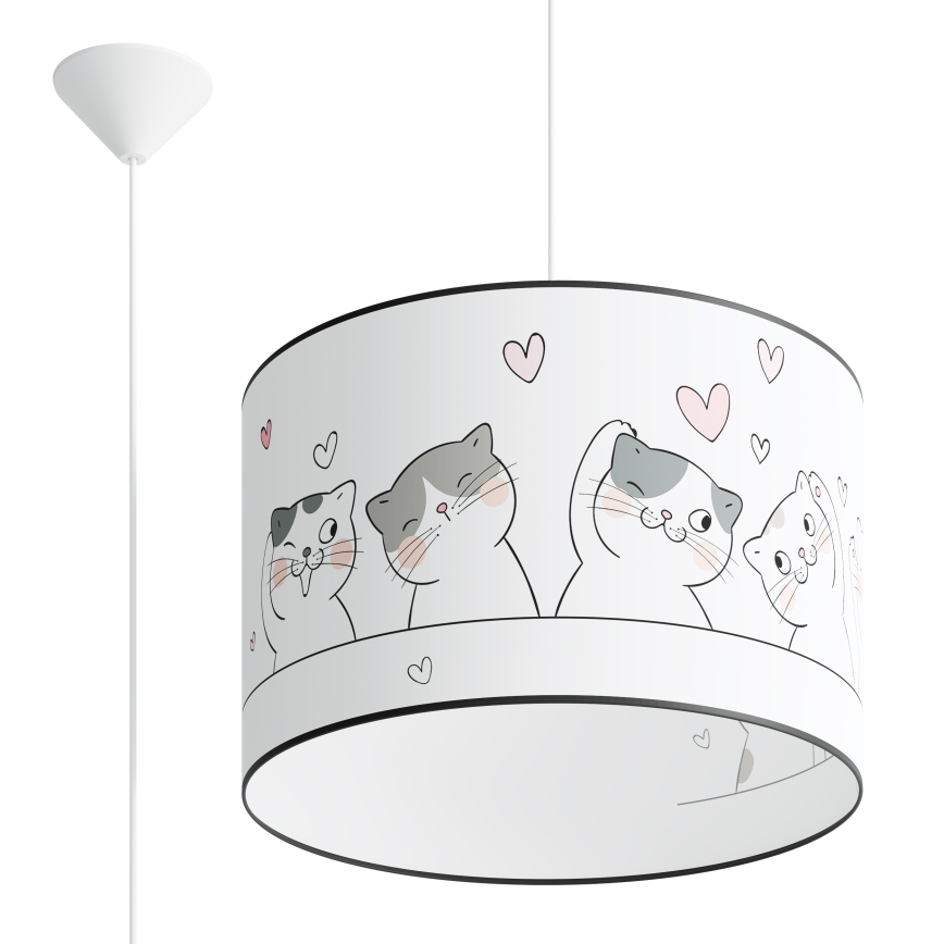Candeeiro suspenso de criança CAT 1xE27/15W/230V diâmetro 40 cm gato