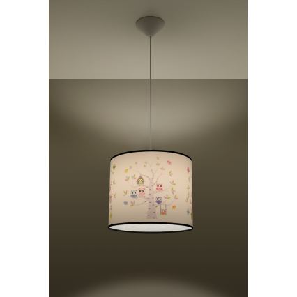 Candeeiro suspenso de criança OWLS 1xE27/15W/230V diâmetro 40 cm owls