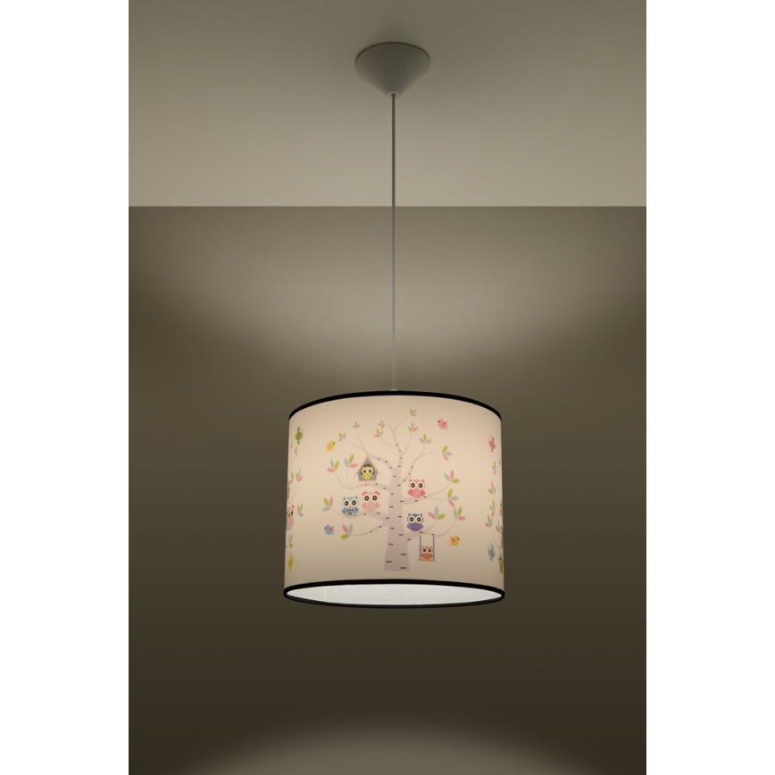 Candeeiro suspenso de criança OWLS 1xE27/15W/230V diâmetro 40 cm owls