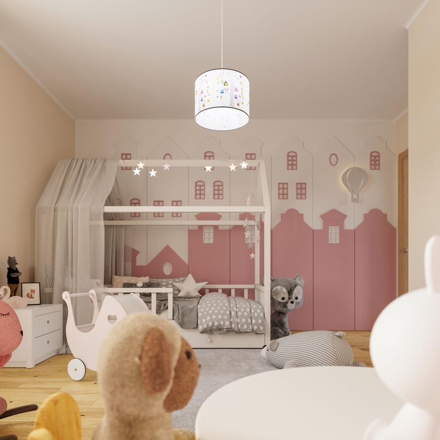 Candeeiro suspenso de criança OWLS 1xE27/15W/230V diâmetro 40 cm owls