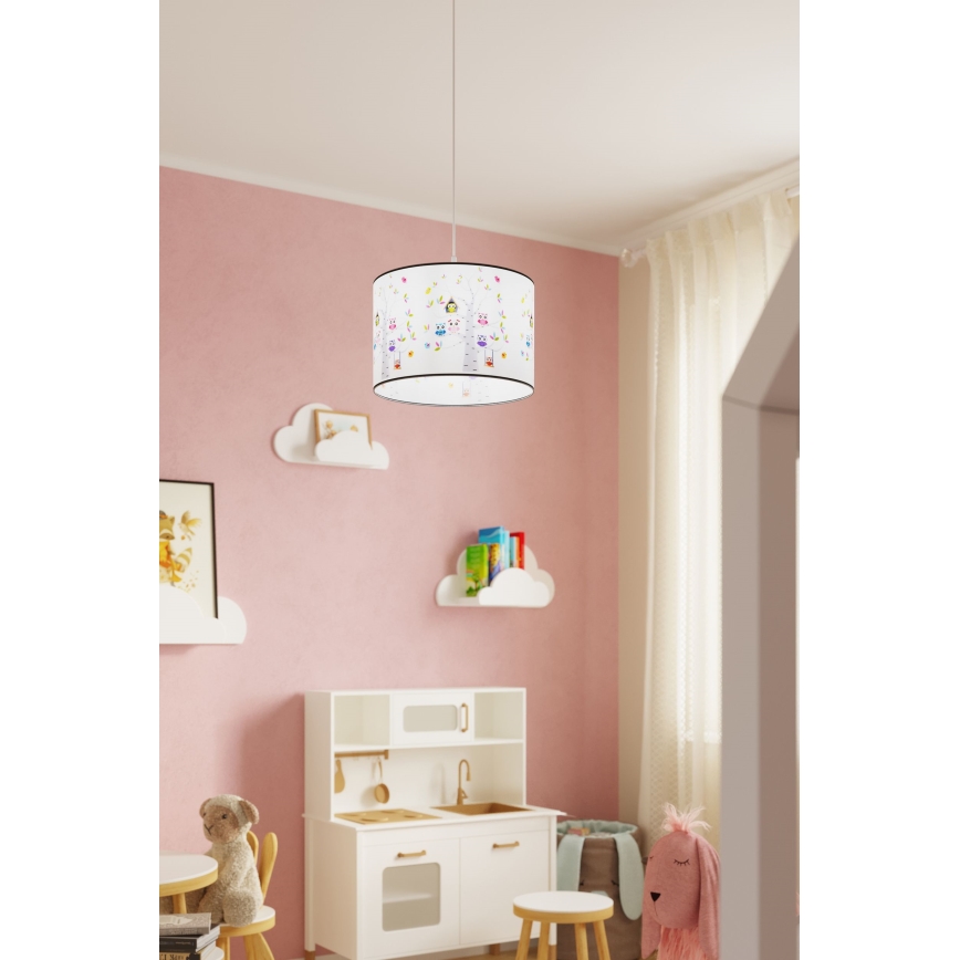 Candeeiro suspenso de criança OWLS 1xE27/15W/230V diâmetro 40 cm owls