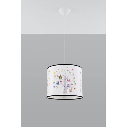Candeeiro suspenso de criança OWLS 1xE27/15W/230V diâmetro 40 cm owls