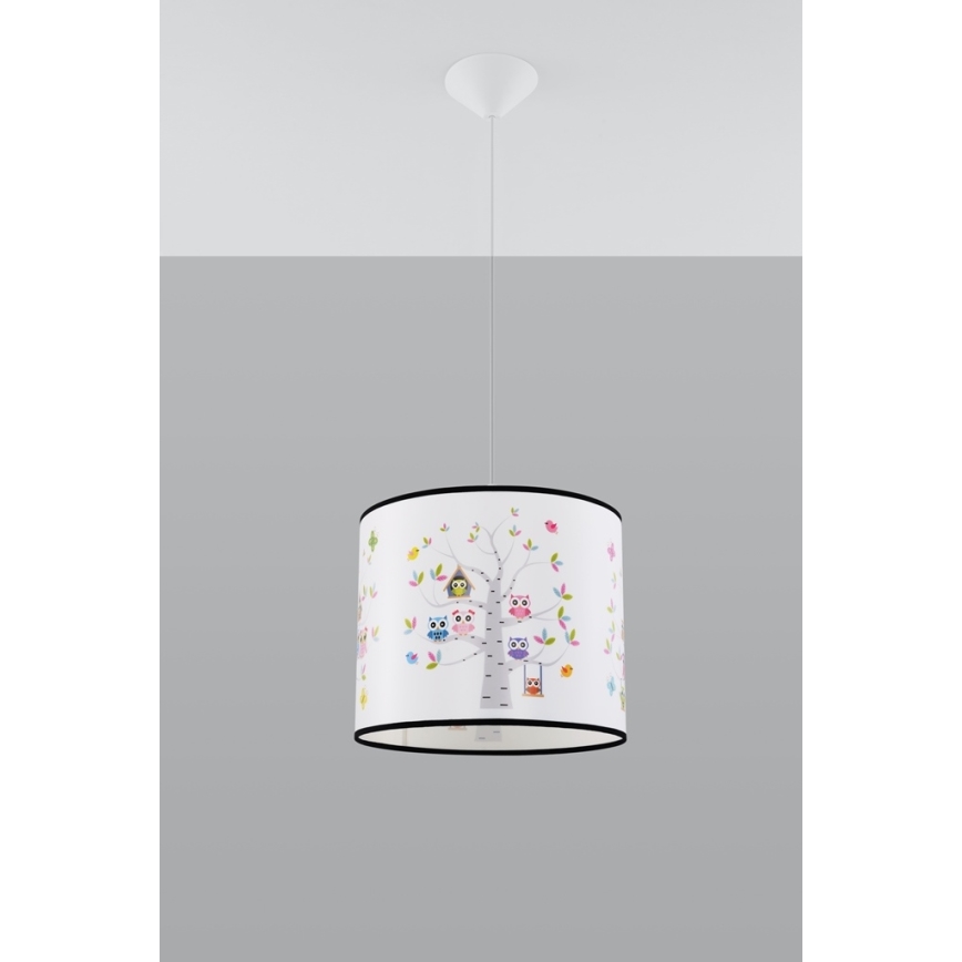 Candeeiro suspenso de criança OWLS 1xE27/15W/230V diâmetro 40 cm owls