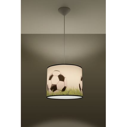 Candeeiro suspenso de criança FOOTBALL 1xE27/15W/230V diâmetro 30 cm futebol