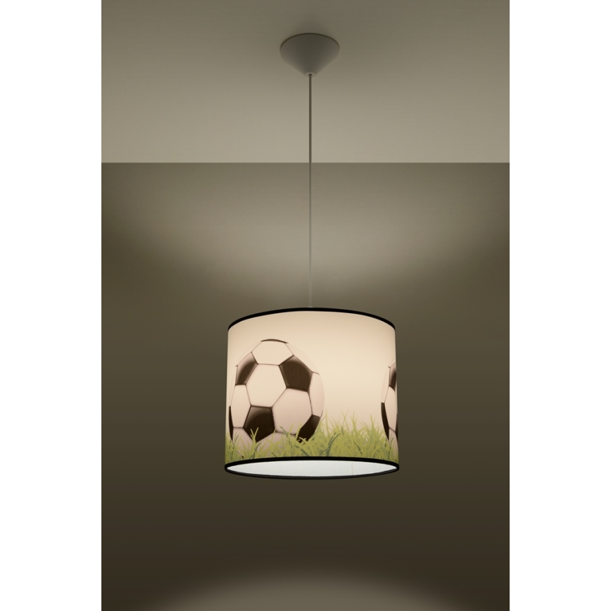 Candeeiro suspenso de criança FOOTBALL 1xE27/15W/230V diâmetro 30 cm futebol