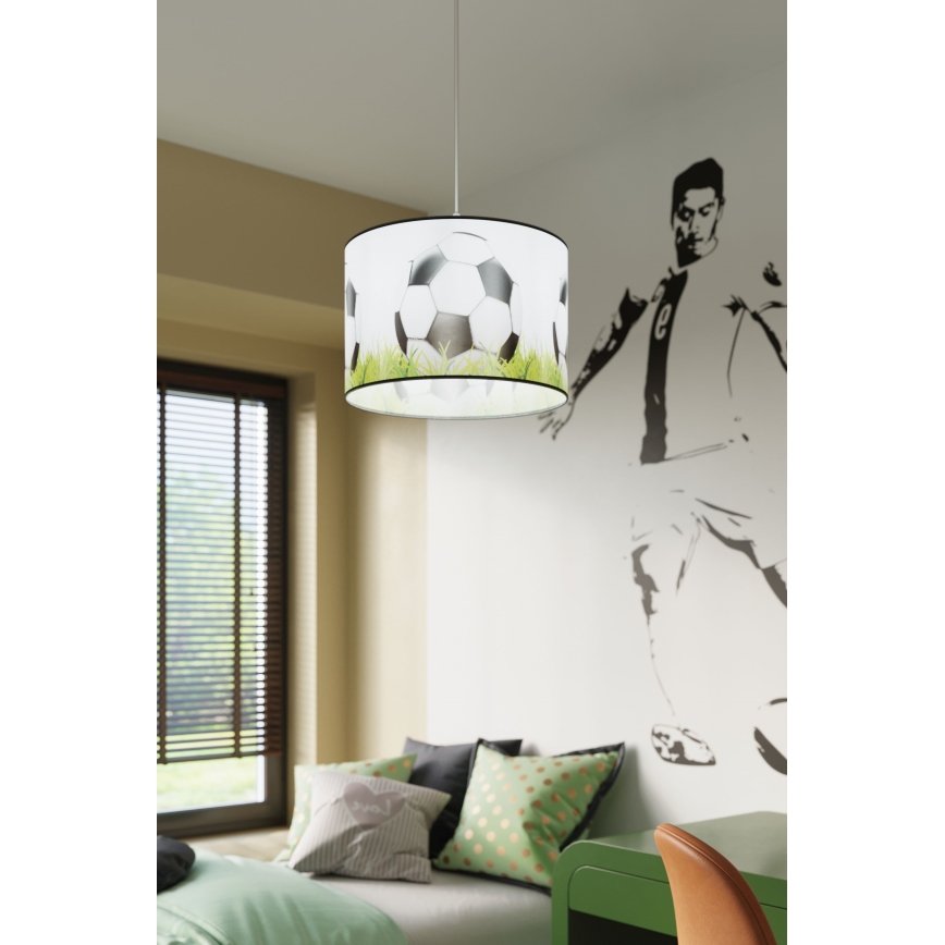 Candeeiro suspenso de criança FOOTBALL 1xE27/15W/230V diâmetro 30 cm futebol