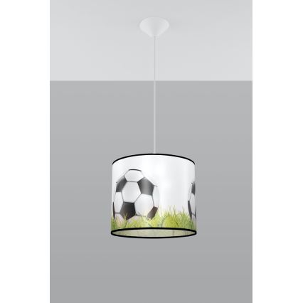Candeeiro suspenso de criança FOOTBALL 1xE27/15W/230V diâmetro 30 cm futebol