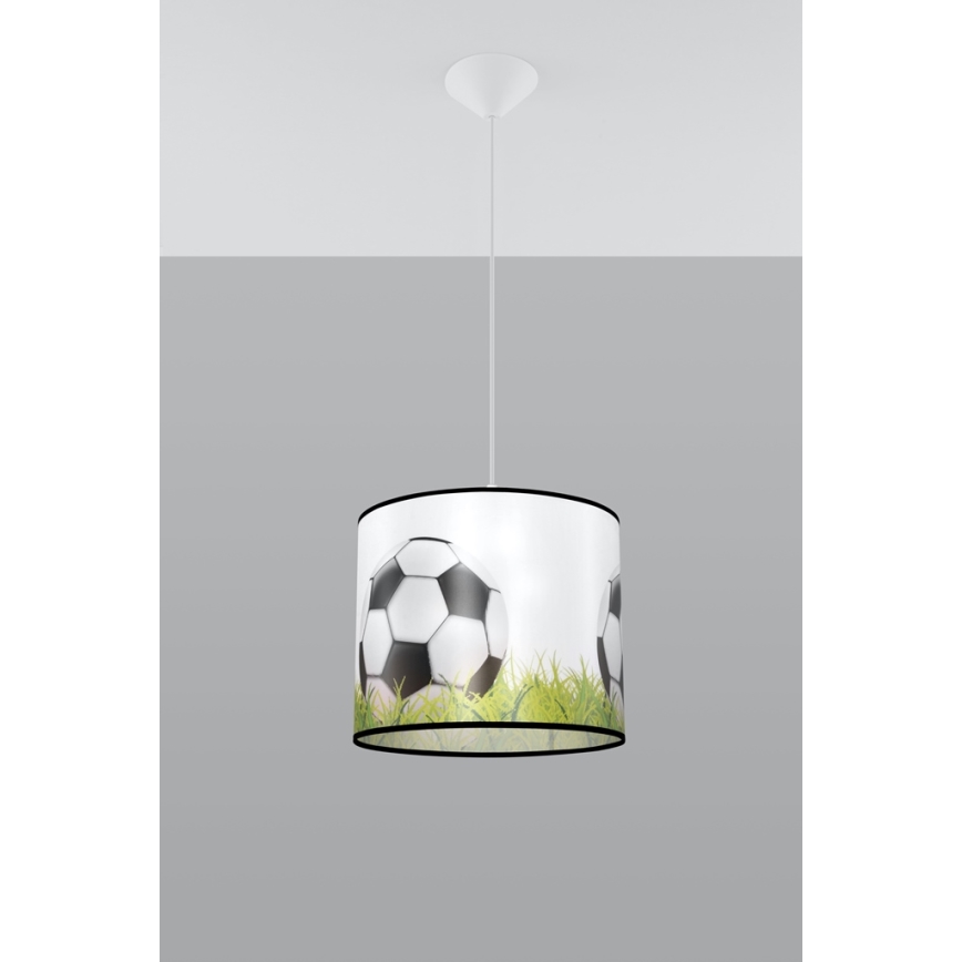 Candeeiro suspenso de criança FOOTBALL 1xE27/15W/230V diâmetro 30 cm futebol
