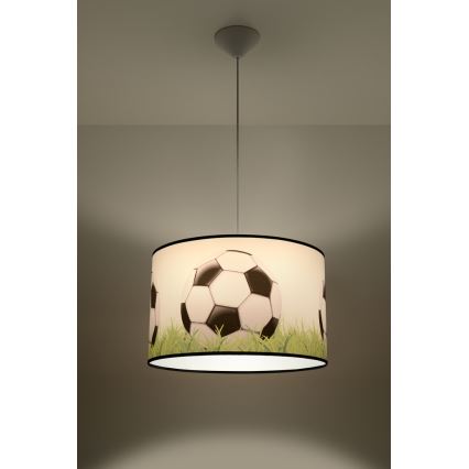 Candeeiro suspenso de criança FOOTBALL 1xE27/15W/230V diâmetro 40 cm futebol