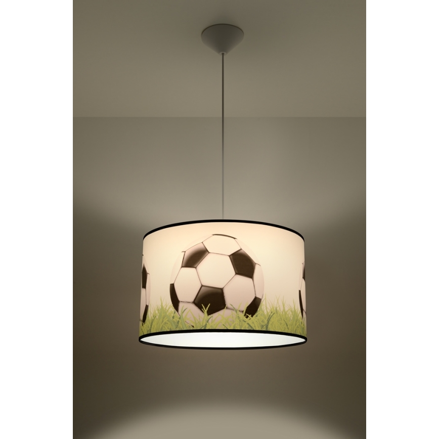 Candeeiro suspenso de criança FOOTBALL 1xE27/15W/230V diâmetro 40 cm futebol