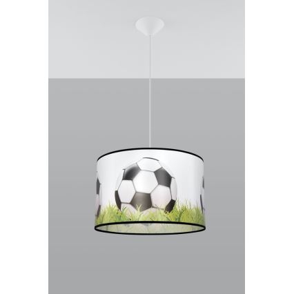 Candeeiro suspenso de criança FOOTBALL 1xE27/15W/230V diâmetro 40 cm futebol