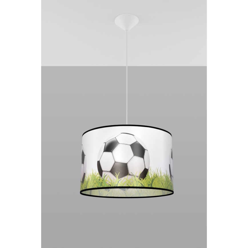 Candeeiro suspenso de criança FOOTBALL 1xE27/15W/230V diâmetro 40 cm futebol