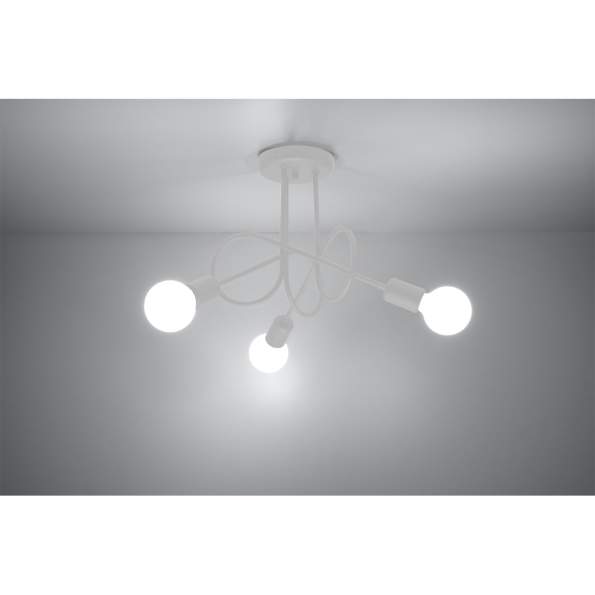 Candeeiro integrado LOOP 3xE27/15W/230V branco
