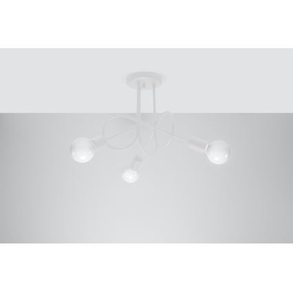 Candeeiro integrado LOOP 3xE27/15W/230V branco