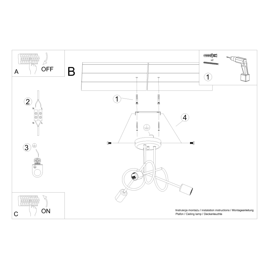 Candeeiro integrado LOOP 3xE27/15W/230V branco
