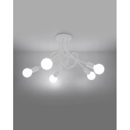 Candeeiro integrado LOOP 5xE27/15W/230V branco