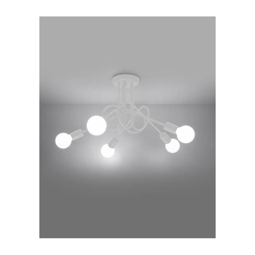 Candeeiro integrado LOOP 5xE27/15W/230V branco