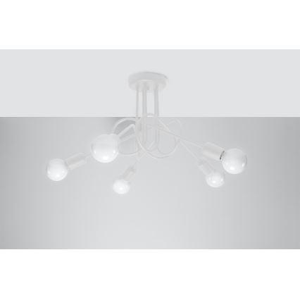 Candeeiro integrado LOOP 5xE27/15W/230V branco