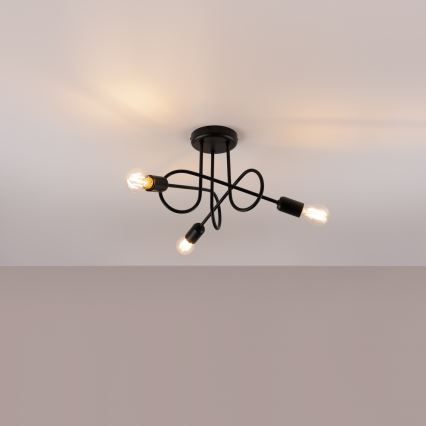 Candeeiro integrado LOOP 3xE27/15W/230V preto