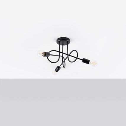 Candeeiro integrado LOOP 3xE27/15W/230V preto