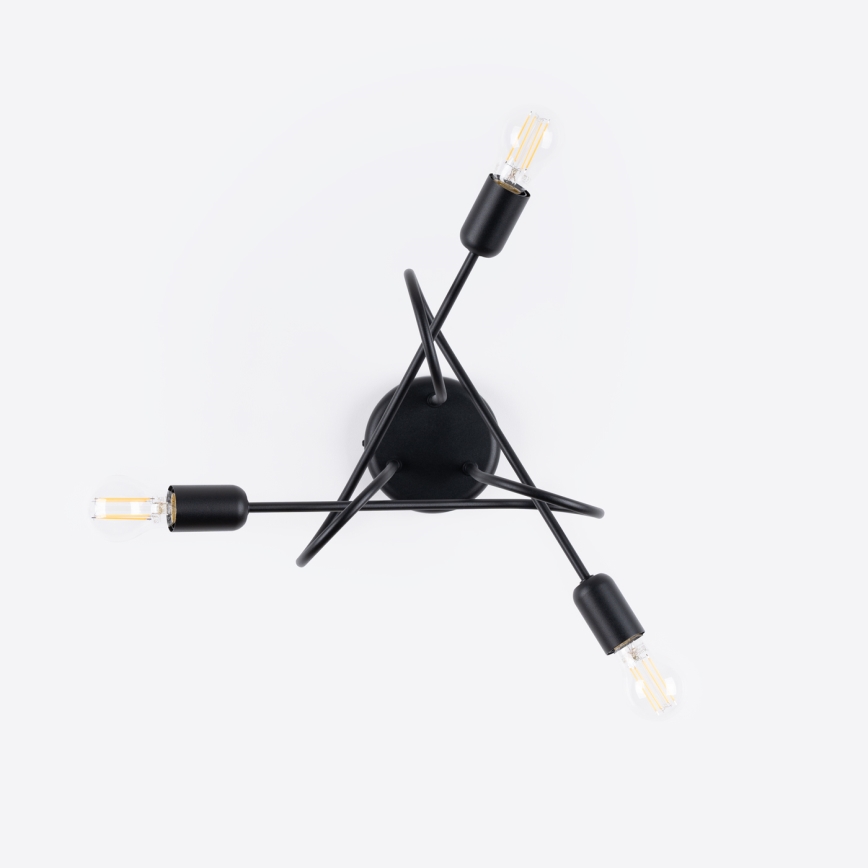 Candeeiro integrado LOOP 3xE27/15W/230V preto