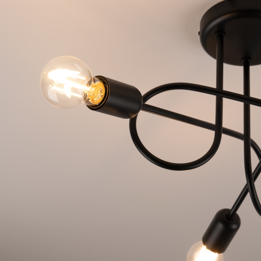 Candeeiro integrado LOOP 3xE27/15W/230V preto