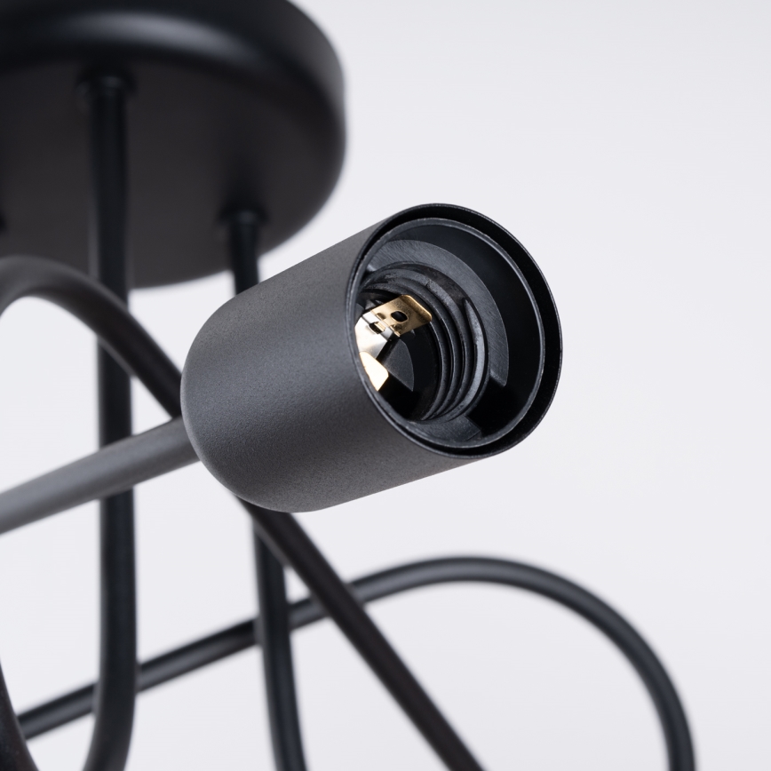 Candeeiro integrado LOOP 3xE27/15W/230V preto