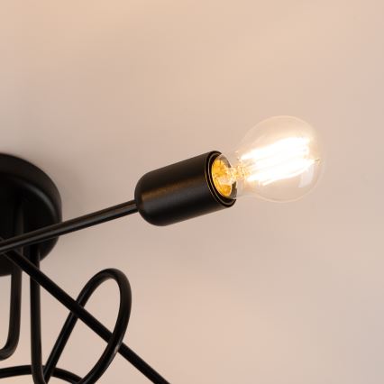 Candeeiro integrado LOOP 5xE27/15W/230V preto