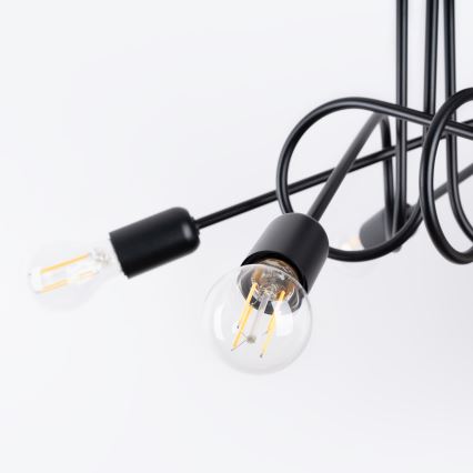 Candeeiro integrado LOOP 5xE27/15W/230V preto