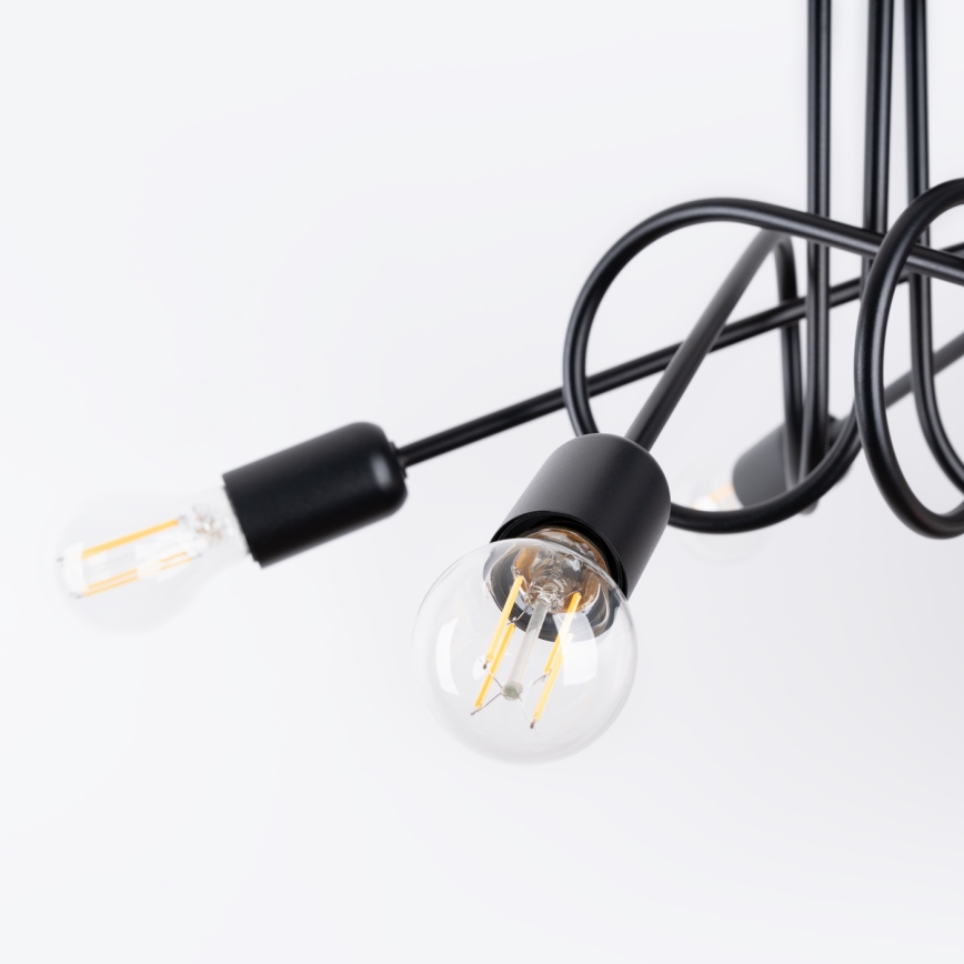 Candeeiro integrado LOOP 5xE27/15W/230V preto