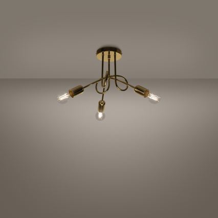 Candeeiro integrado LOOP 3xE27/15W/230V dourado