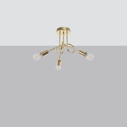 Candeeiro integrado LOOP 3xE27/15W/230V dourado