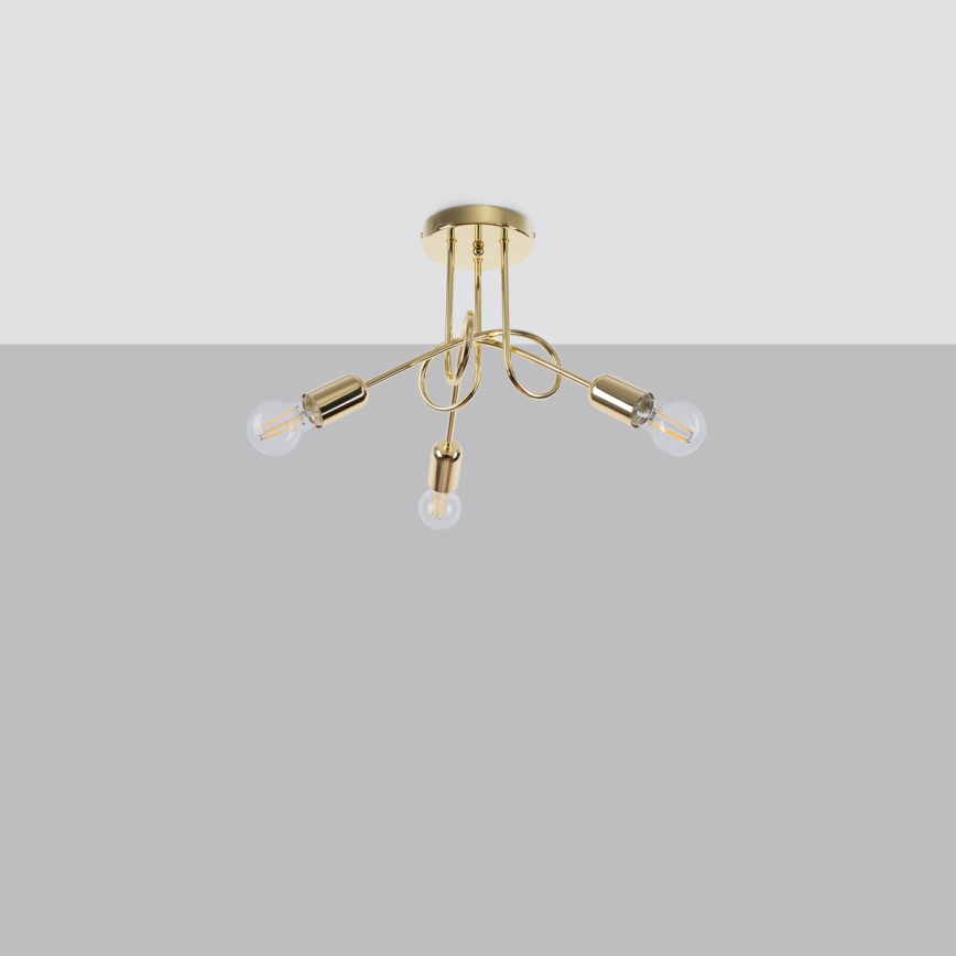 Candeeiro integrado LOOP 3xE27/15W/230V dourado
