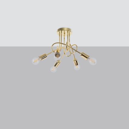 Candeeiro integrado LOOP 5xE27/15W/230V dourado
