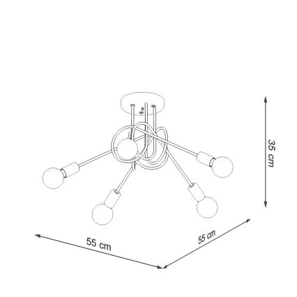 Candeeiro integrado LOOP 5xE27/15W/230V dourado
