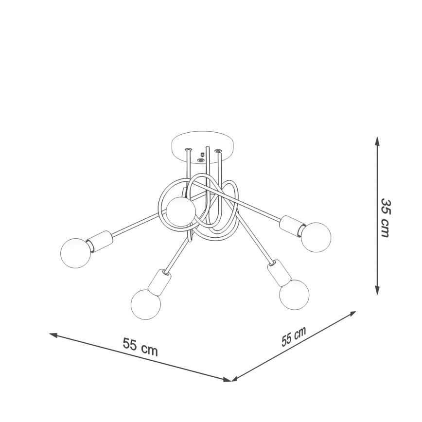 Candeeiro integrado LOOP 5xE27/15W/230V dourado