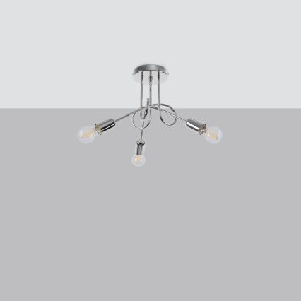 Candeeiro integrado LOOP 3xE27/15W/230V cromado brilhante