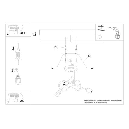 Candeeiro integrado LOOP 3xE27/15W/230V cromado brilhante