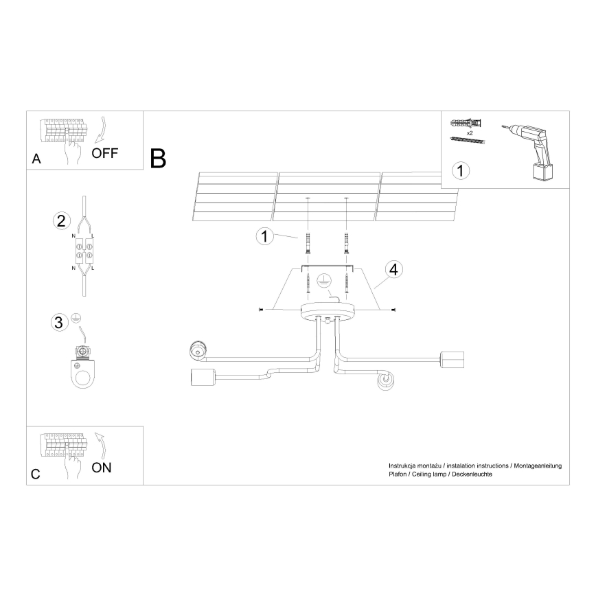 Candeeiro integrado VECTOR 4xE27/15W/230V branco