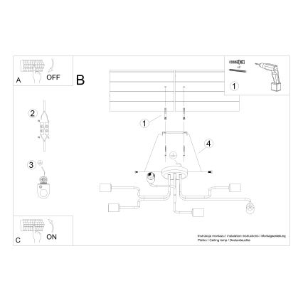 Candeeiro integrado VECTOR 6xE27/15W/230V branco