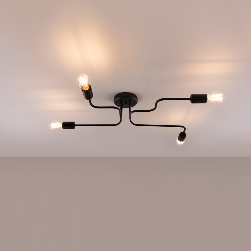 Candeeiro integrado VECTOR 4xE27/15W/230V preto