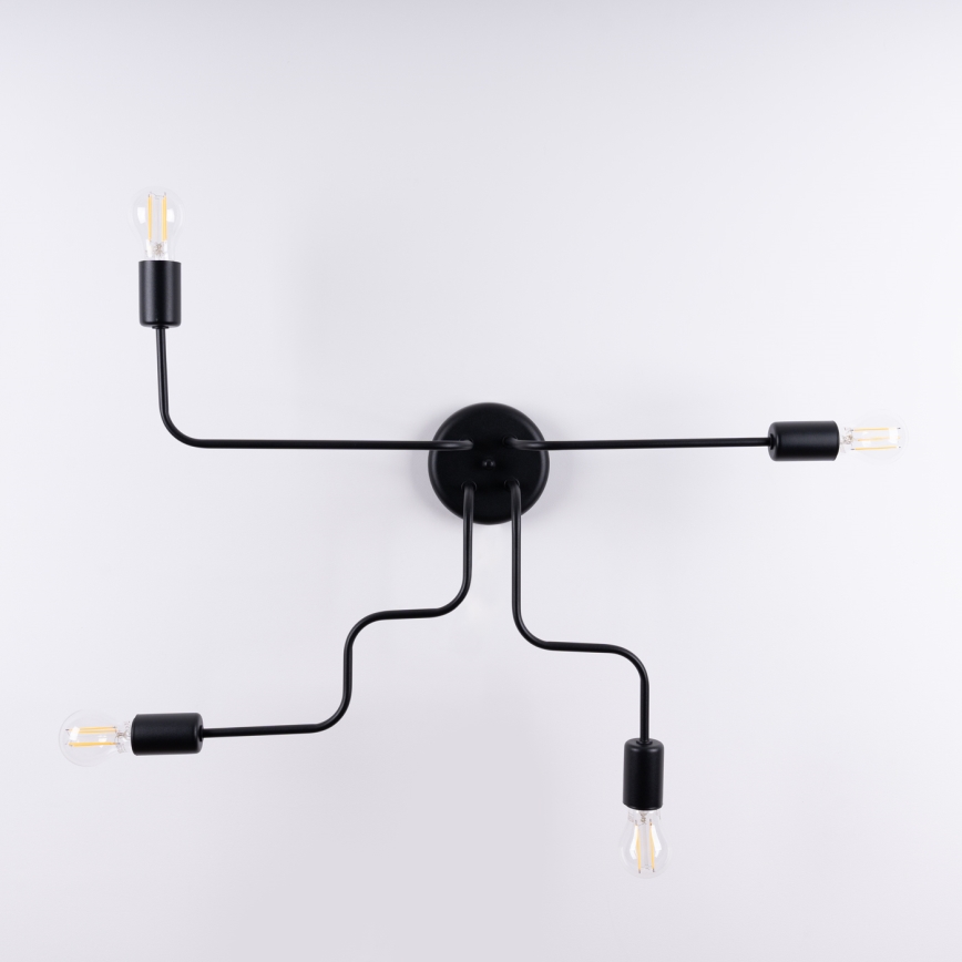 Candeeiro integrado VECTOR 4xE27/15W/230V preto