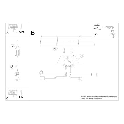 Candeeiro integrado VECTOR 4xE27/15W/230V preto