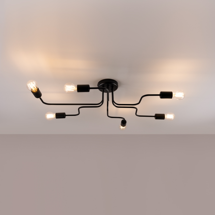Candeeiro integrado VECTOR 6xE27/15W/230V preto