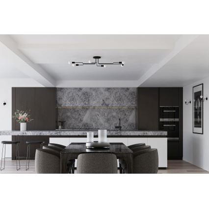 Candeeiro integrado VECTOR 6xE27/15W/230V preto
