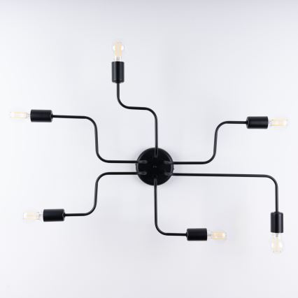 Candeeiro integrado VECTOR 6xE27/15W/230V preto